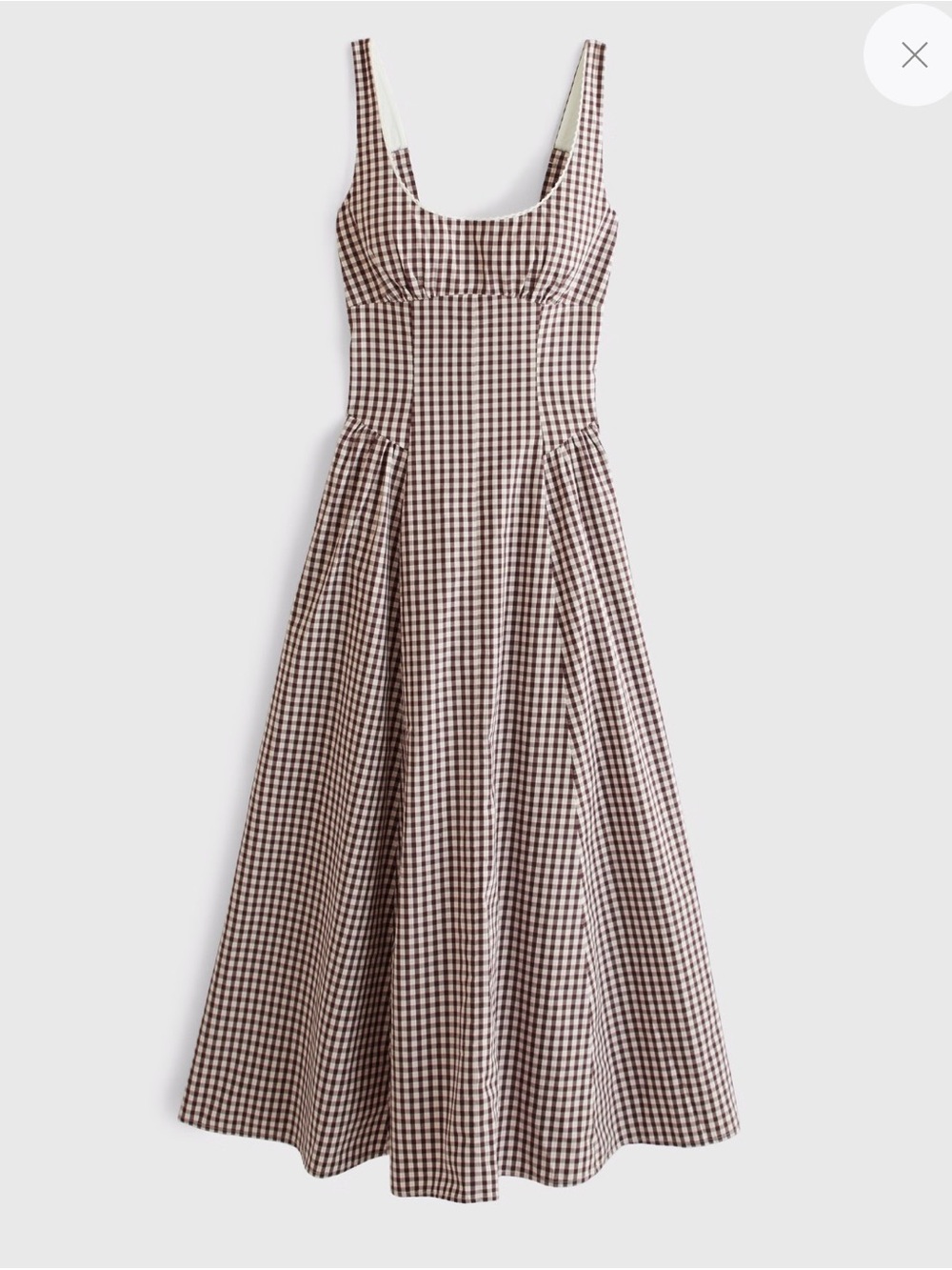 Abercrombie & Fitch Brown and White Gingham Midi Dress
